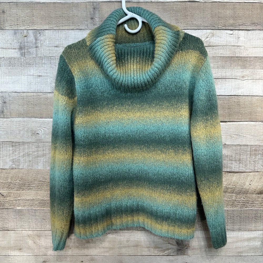 Woolrich Womens L Cowl Neck Ombre Striped Wool Blend‎ Sweater